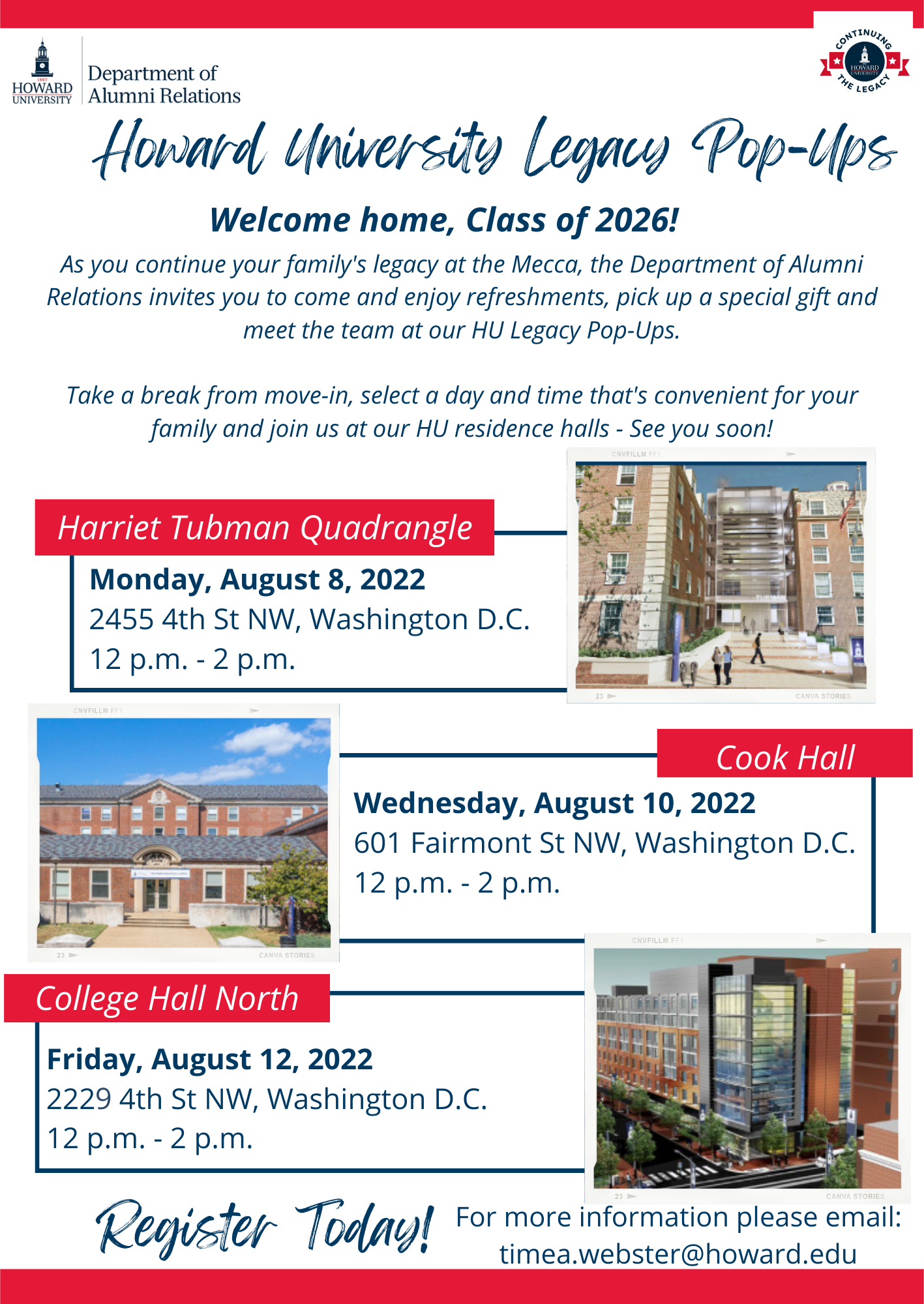 Legacy PopUp Registration Howard University Alumni Relations